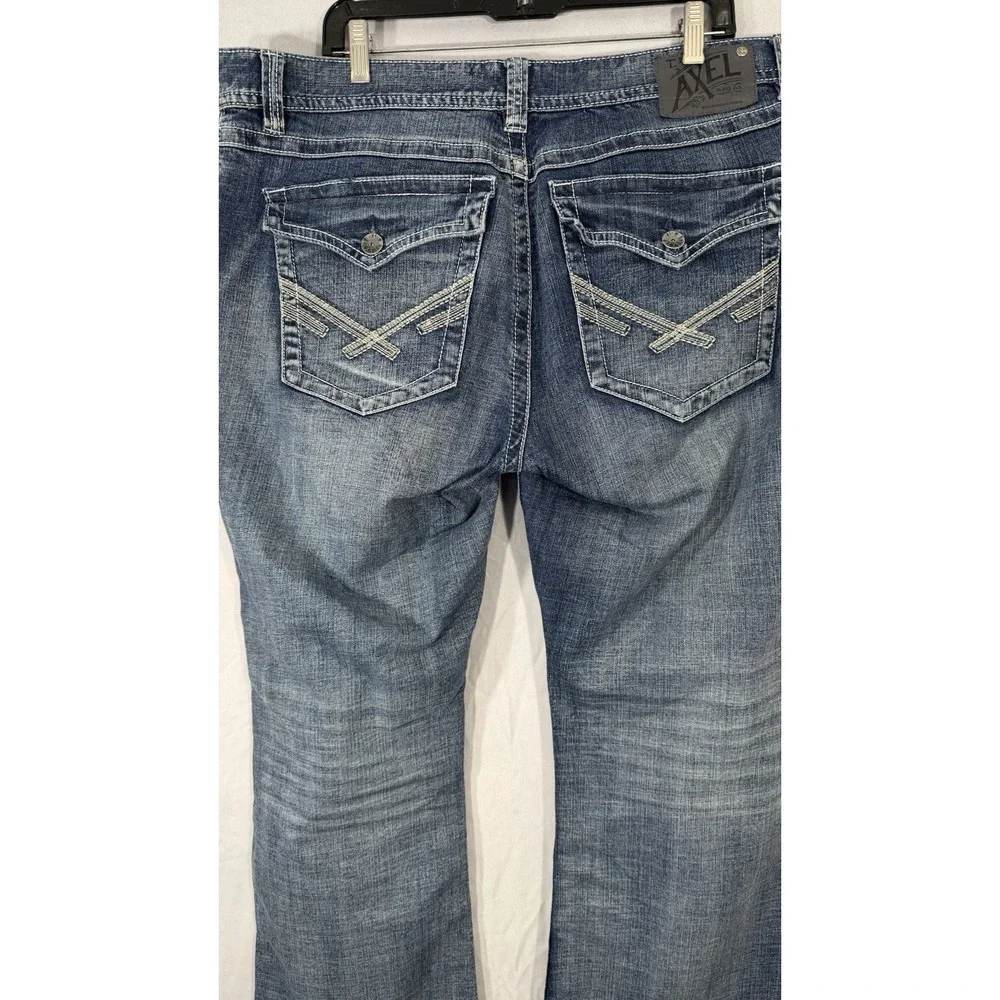 TK Axel Wolcott Vintage Boot Men's Jeans True Size 38x30 Blue Denim Distressed